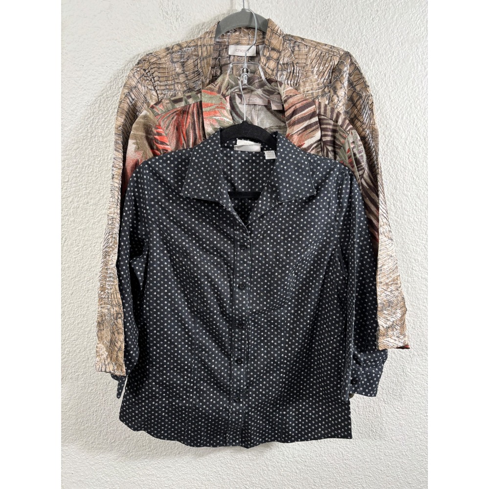 Chicos Lot of 3 Womens Size 0 top cardigan jacket polkadot floral animal print